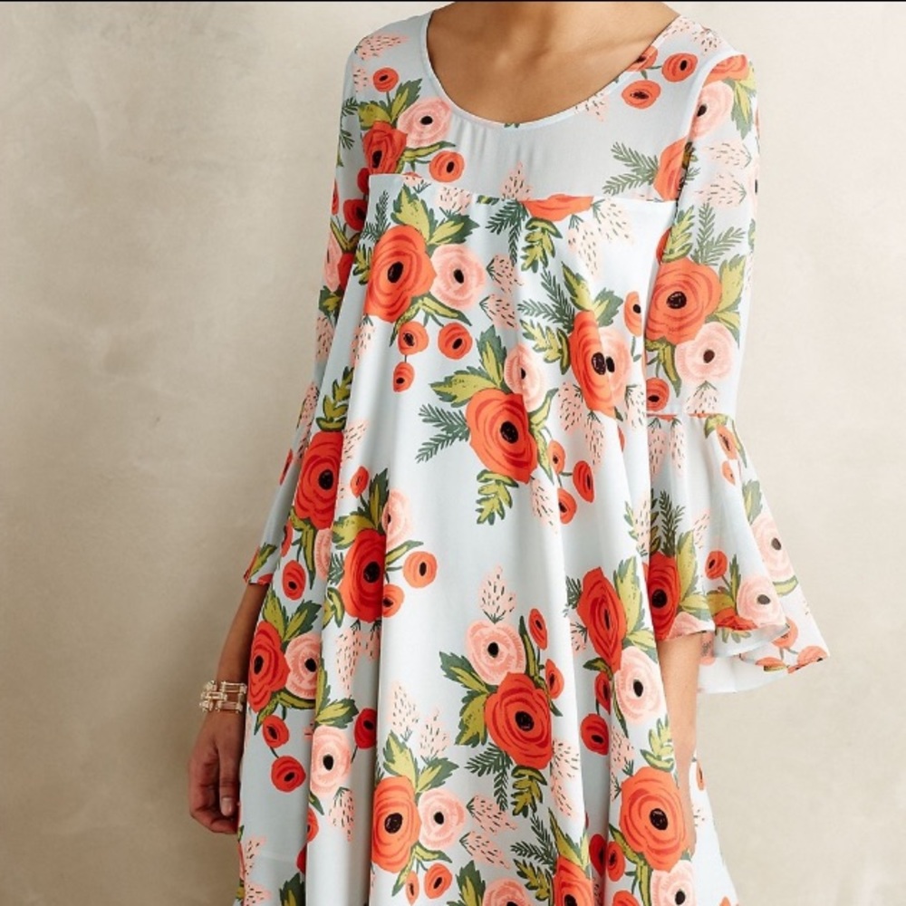 Rifle Paper Co. Paper‎ Crown Anthropologie Fluttered Blooms Swing Dress medium